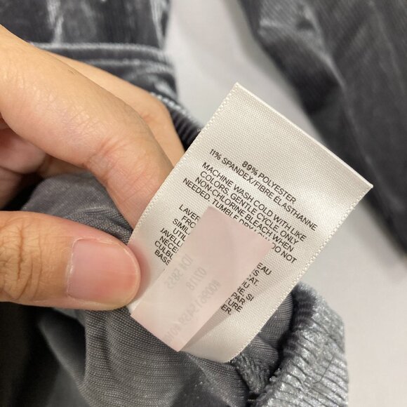 Vintage NWT Express Medium Gray Velvet Stretch Wrap Tie Back Fitted Top Y2K - Picture 7 of 10